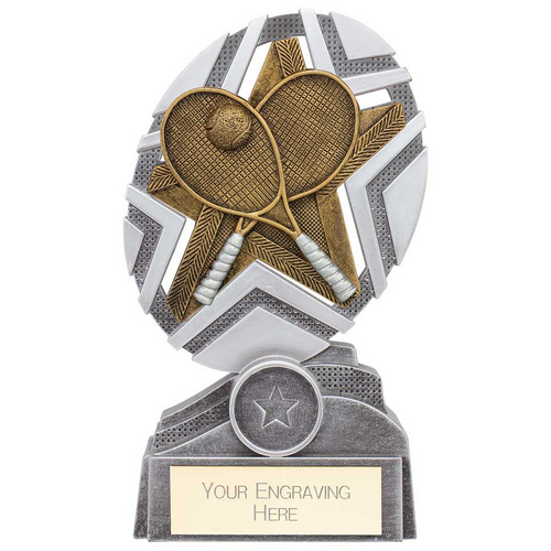 The Stars Tennis Plaque Trophy | Silver & Gold | 170mm | G25