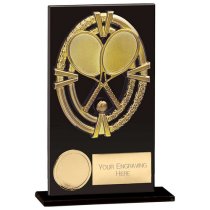 Maverick Fusion Glass Tennis Trophy | Jet Black | 140mm |