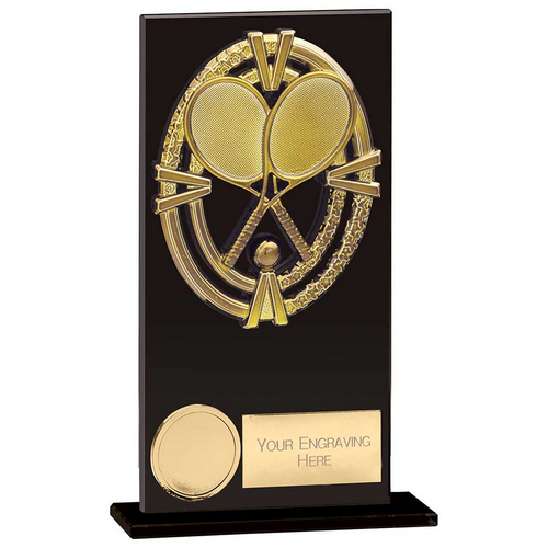 Maverick Fusion Glass Tennis Trophy | Jet Black | 160mm |