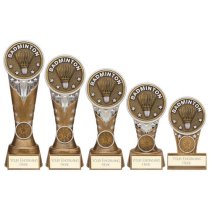 Ikon Tower Badminton Trophy | Antique Silver & Gold | 125mm | G9