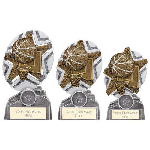 The Stars Basketball Plaque Trophy | Silver & Gold | 130mm | G9