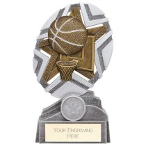 The Stars Basketball Plaque Trophy | Silver & Gold | 170mm | G25