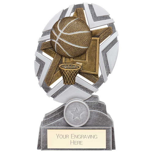 The Stars Basketball Plaque Trophy | Silver & Gold | 170mm | G25