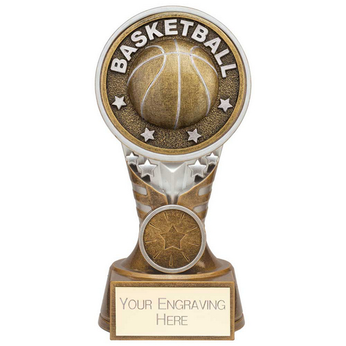 Ikon Tower Basketball Trophy | Antique Silver & Gold | 150mm | G24