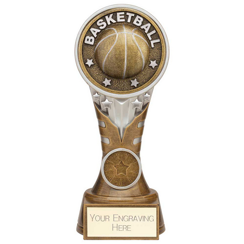 Ikon Tower Basketball Trophy | Antique Silver & Gold | 175mm | G24