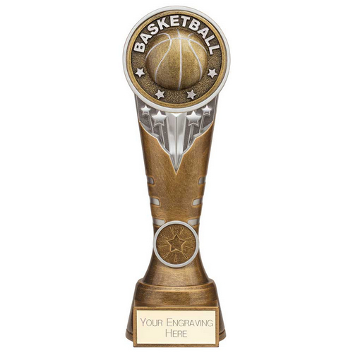 Ikon Tower Basketball Trophy | Antique Silver & Gold | 225mm | G24