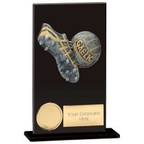 Euphoria Hero GAA Boot Ball Glass Trophy | Jet Black | 140mm |