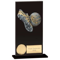 Euphoria Hero GAA Boot Ball Glass Trophy | Jet Black | 160mm |