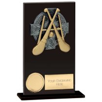 Euphoria Hero GAA Hurling Glass Trophy | Jet Black | 140mm |