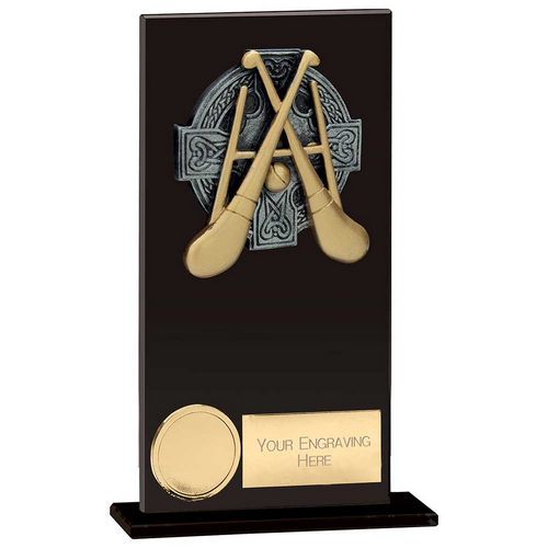 Euphoria Hero GAA Hurling Glass Trophy | Jet Black | 160mm |