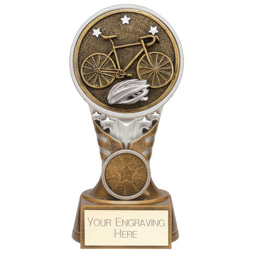 Ikon Tower Cycling Trophy | Antique Silver & Gold | 150mm | G24