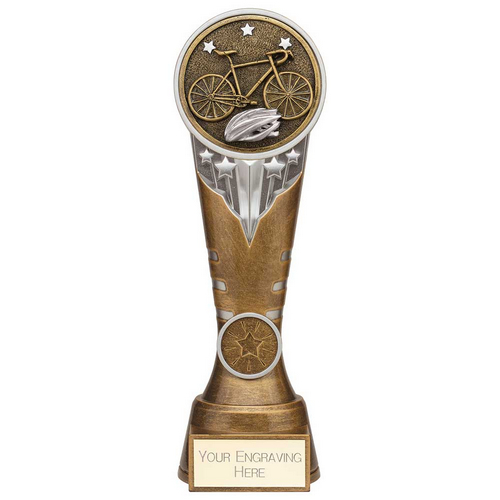 Ikon Tower Cycling Trophy | Antique Silver & Gold | 225mm | G24