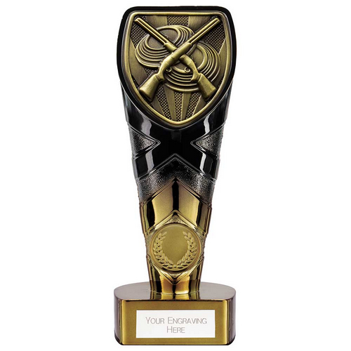 Fusion Cobra Clay Pigeon Shooting Trophy | Black & Gold | 175mm | G7