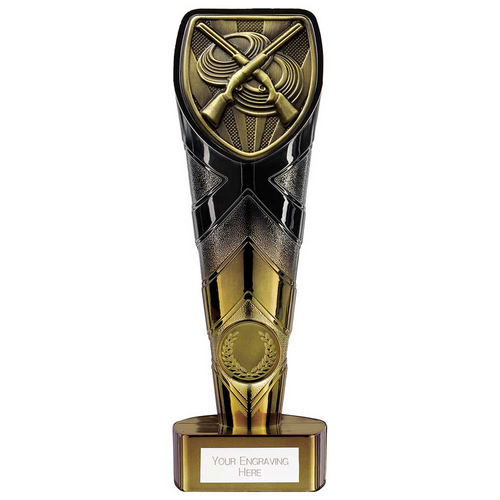 Fusion Cobra Clay Pigeon Shooting Trophy | Black & Gold | 200mm | G7