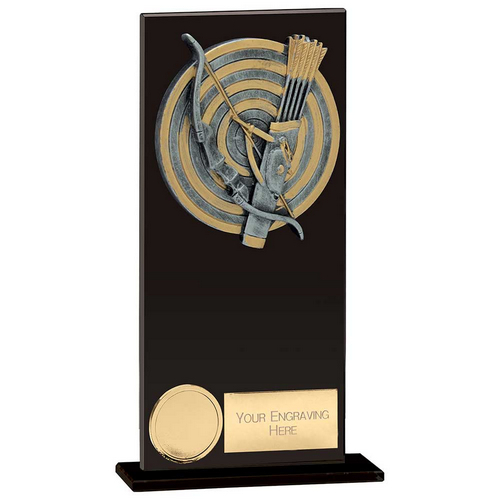 Euphoria Hero Archery Glass Trophy | Jet Black | 180mm |