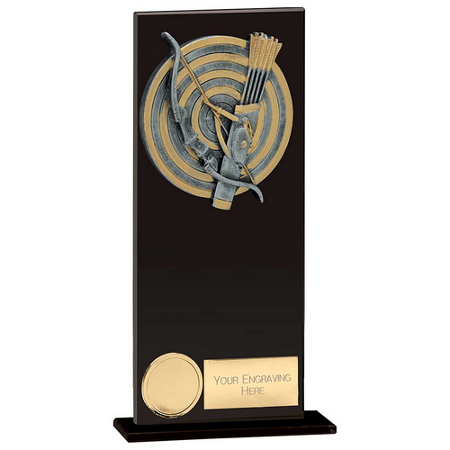 Euphoria Hero Archery Glass Trophy | Jet Black | 200mm |