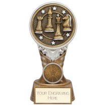 Ikon Tower Chess Trophy | Antique Silver & Gold | 150mm | G24