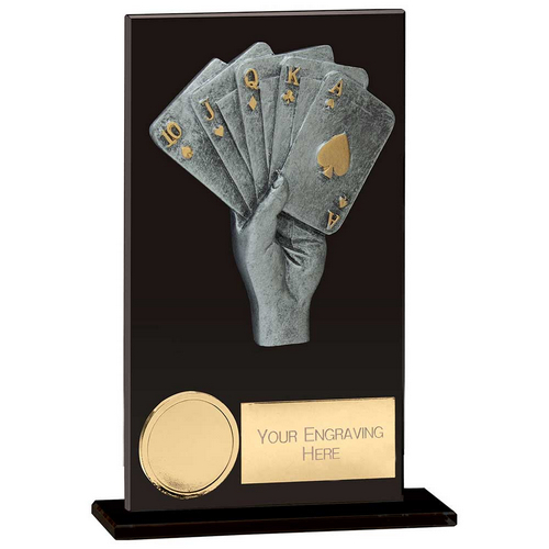Euphoria Hero Cards Poker Glass Trophy | Jet Black | 140mm |
