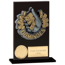 Euphoria Hero Dominoes Glass Trophy | Jet Black | 125mm |