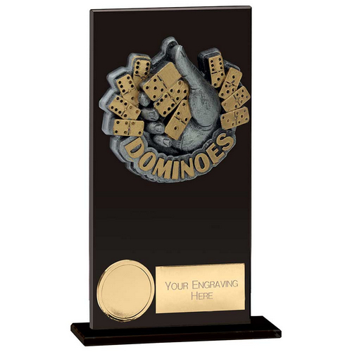 Euphoria Hero Dominoes Glass Trophy | Jet Black | 160mm |