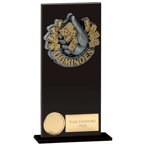 Euphoria Hero Dominoes Glass Trophy | Jet Black | 180mm |