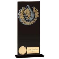 Euphoria Hero Dominoes Glass Trophy | Jet Black | 200mm |