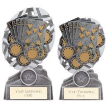 The Stars Poker Cards Plaque Trophy | Silver & Gold | 150mm | G9