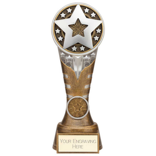 Ikon Tower Achievement Trophy | Antique Silver & Gold | 200mm | G24