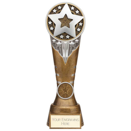 Ikon Tower Achievement Trophy | Antique Silver & Gold | 225mm | G24