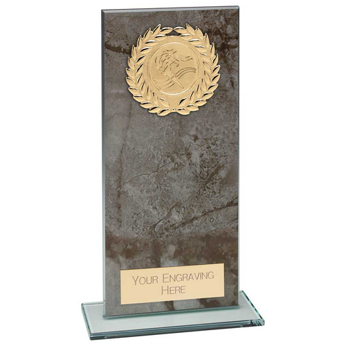 Quarry Marble Jade Glass Trophy | Black | 180mm |
