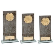 Quarry Marble Jade Glass Trophy | Black | 180mm |