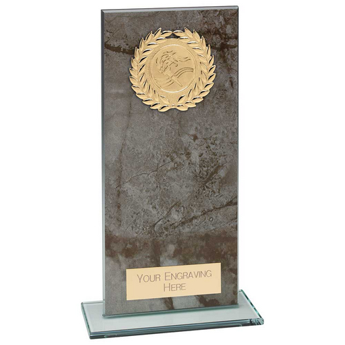Quarry Marble Jade Glass Trophy | Black | 200mm |