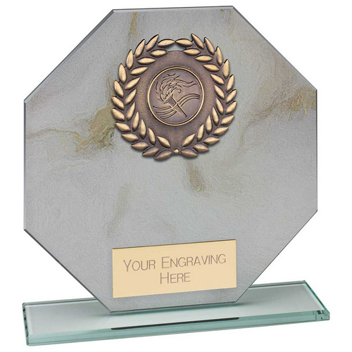 Quarry Marble Jade Glass Trophy | White | 165mm |