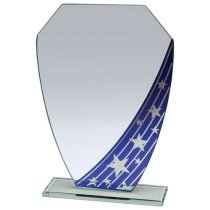Starlight Hex Jade Glass Trophy | Blue | 185mm |