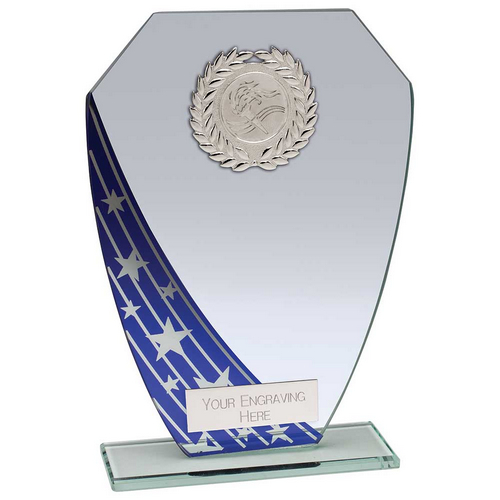 Starlight Hex Jade Glass Trophy | Blue | 205mm |
