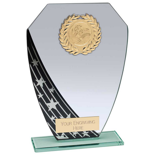 Starlight Hex Jade Glass Trophy | Black | 185mm |