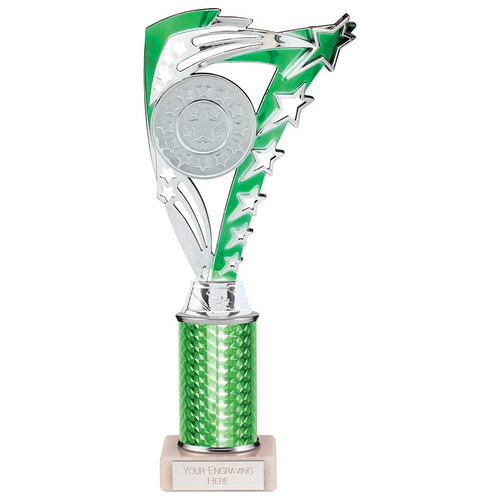 Frenzy Silver & Green Tube Trophy | 265mm | E1408D