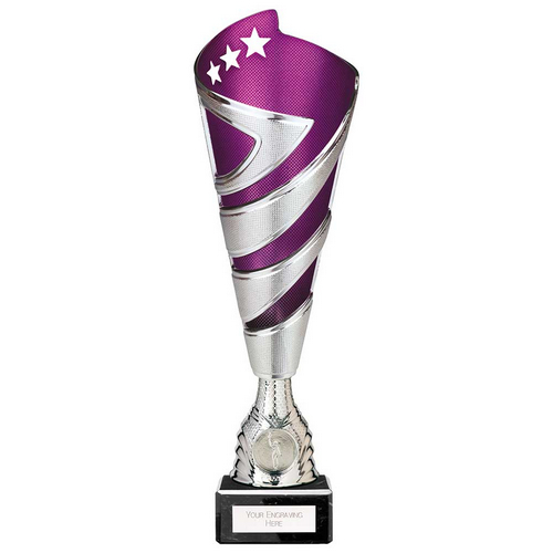 Hurricane Altitude Silver & Purple Plastic Cup | Marble Base | 310mm | E1408D