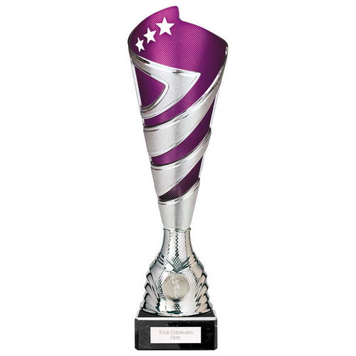 Hurricane Altitude Silver & Purple Plastic Cup | Marble Base | 325mm | E1408G