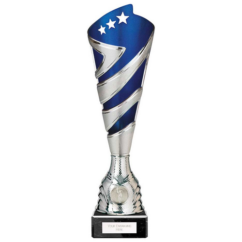 Hurricane Altitude Silver & Blue Plastic Cup | Marble Base | 325mm | E1408G