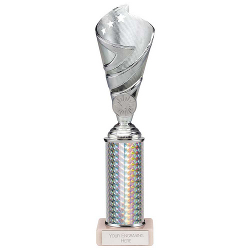 Hurricane Silver Plastic Tube Cup | Marble Base | 265mm | E1408D