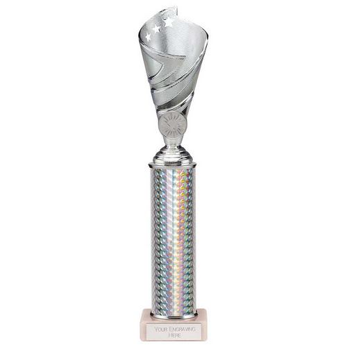 Hurricane Silver Plastic Tube Cup | Marble Base | 320mm | E1408D