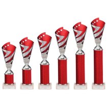 Hurricane Silver & Red Plastic Tube Cup | Marble Base | 265mm | G9