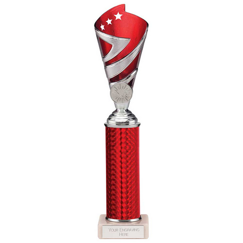 Hurricane Silver & Red Plastic Tube Cup | Marble Base | 295mm | G9