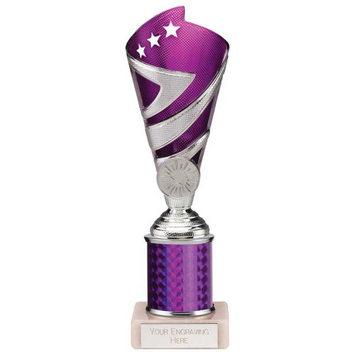 Hurricane Silver & Purple Plastic Tube Cup | Marble Base | 220mm | G9