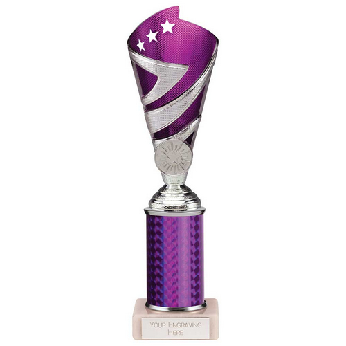 Hurricane Silver & Purple Plastic Tube Cup | Marble Base | 245mm | G9