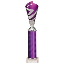 Hurricane Silver & Purple Plastic Tube Cup | Marble Base | 320mm | G9
