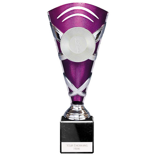 X Factors Silver & Purple Trophy Cup | Heavy Marble Base | 235mm | E4294B