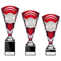 X Factors Silver & Red Trophy Cup | Heavy Marble Base | 215mm |