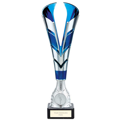 Ranger Premium Silver & Blue Trophy Cup | Marble Base | 310mm | E1408G
